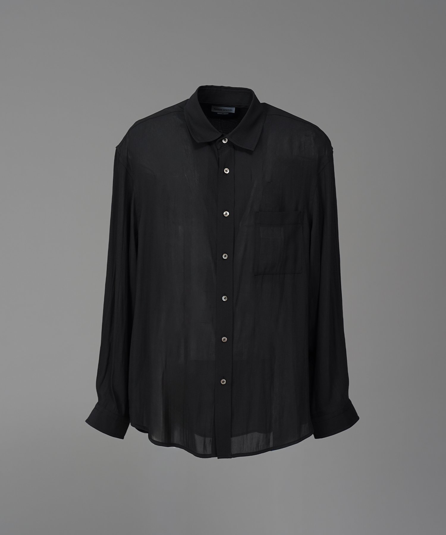 MAISON SPECIAL Split Georgette Prime-Over Regular Collar Shirt メゾンスペシャル トップス シャツ・ブラウス ブラック グリーン ベージュ