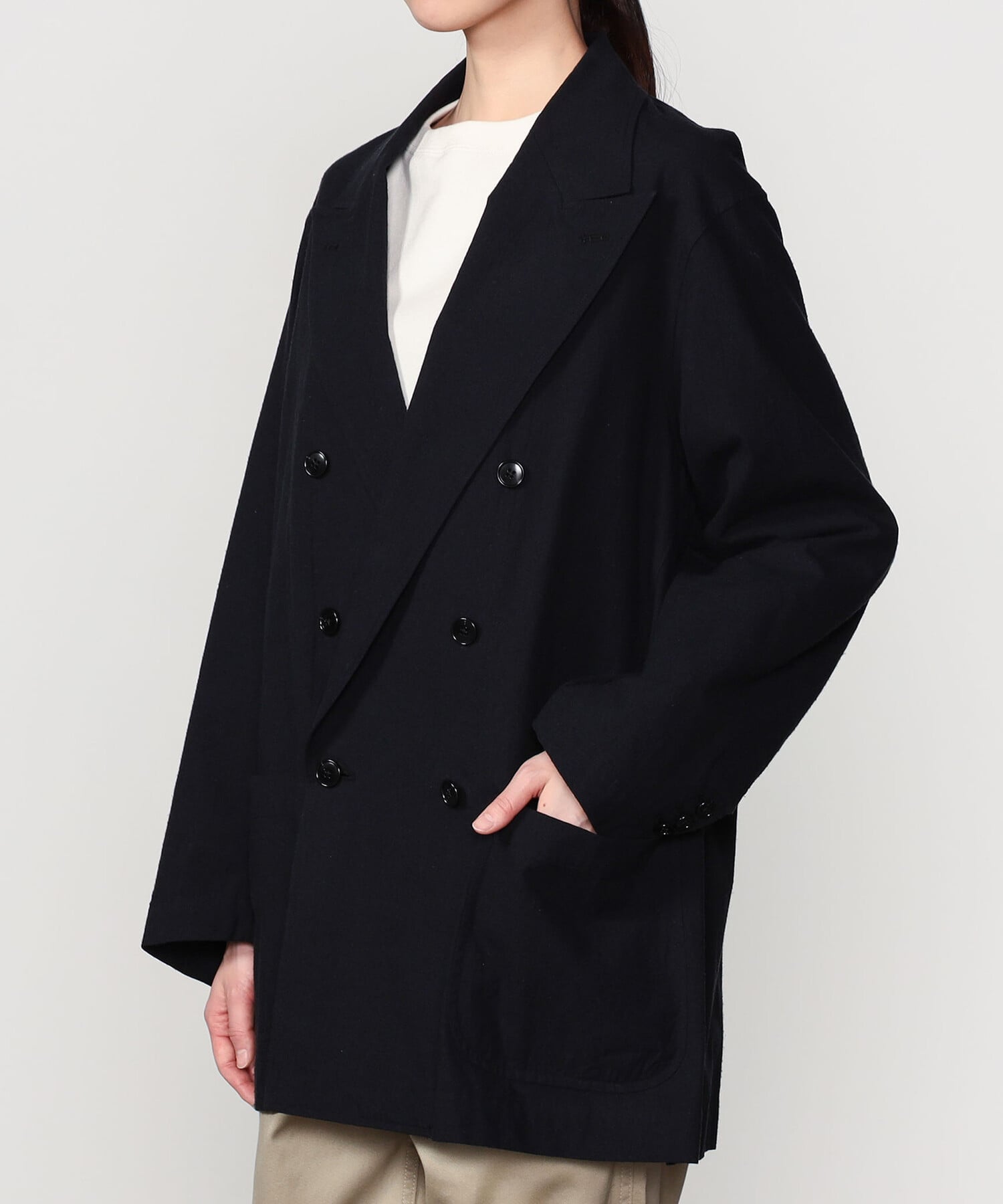 Bshop CHEMISE D'ADAM ｜ ＜別注＞ダブルブレスト シャツジャケット WOMEN ビショップ ジャケット・アウター テーラードジャケット・ブレザー ブラック