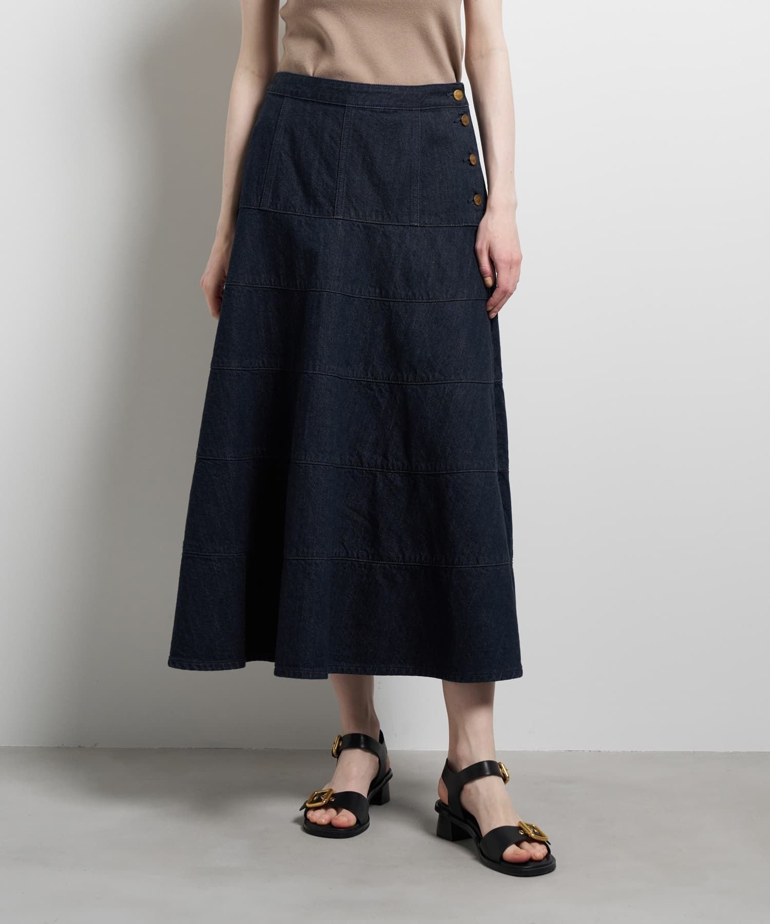 Lee×LANVIN en Bleuデニムフレアスカート ランバンオンブルー スカート その他のスカート ブルー ネイビー