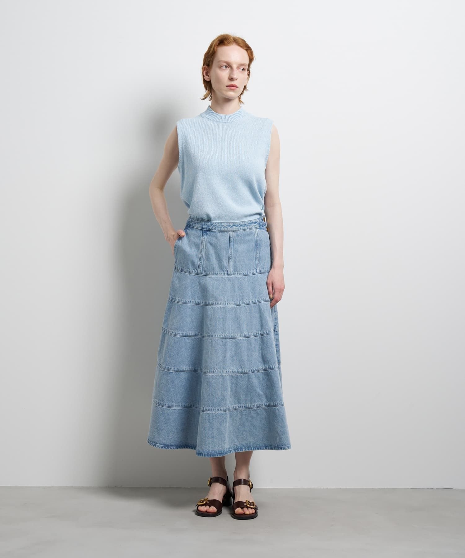 Lee×LANVIN en Bleuデニムフレアスカート ランバンオンブルー スカート その他のスカート ブルー ネイビー
