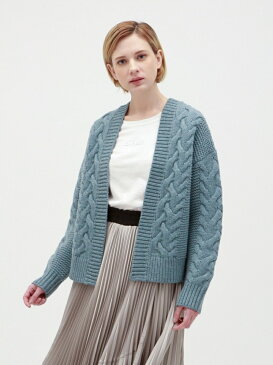 【SALE/50%OFF】LOVELESS ローゲージケーブルニットジャケット ラブレス ニット 長袖ニット グリーン ホワイト ブラウン【送料無料】