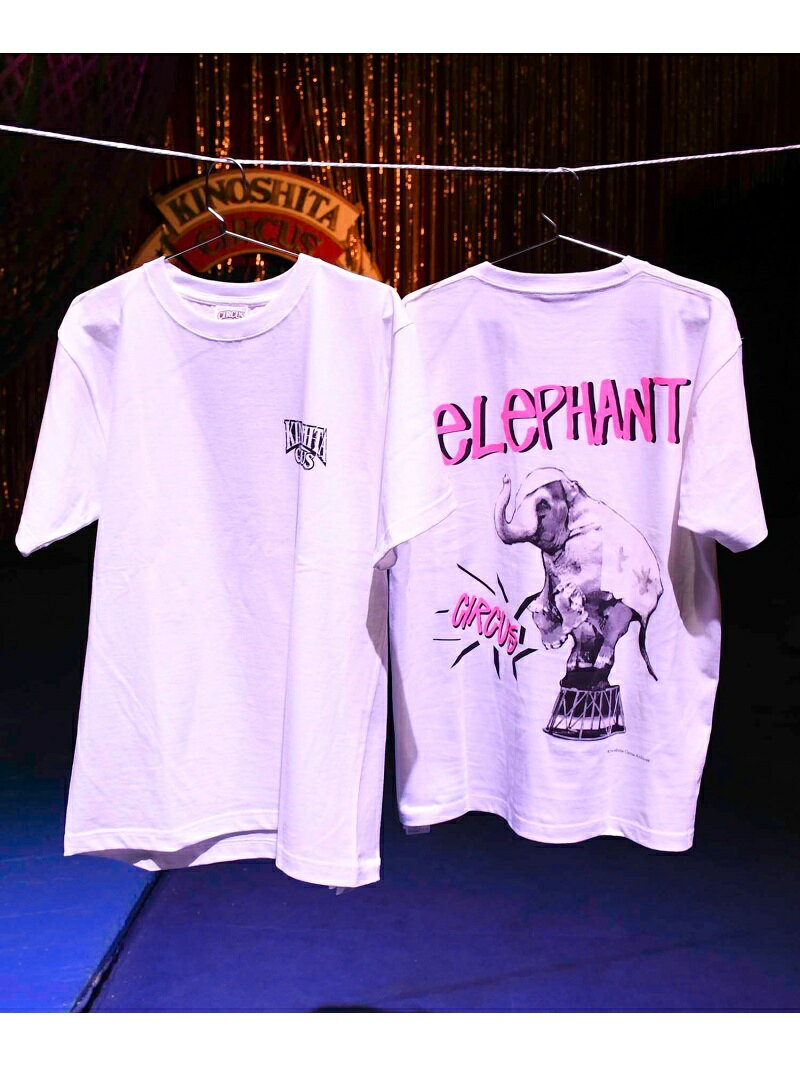 Johnbull Private labo 【木下大サーカス*JOHNBULL】コラボTシャツ(BACK ELEPHANT) ジョンブルプライベートラボ トップス カットソー・Tシャツ ホワイト