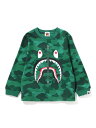 A BATHING APE COLOR CAMO SHARK L/S TEE K ア ベイシング エイプ トップス カットソー・Tシャツ グリーン パープル【送料無料】