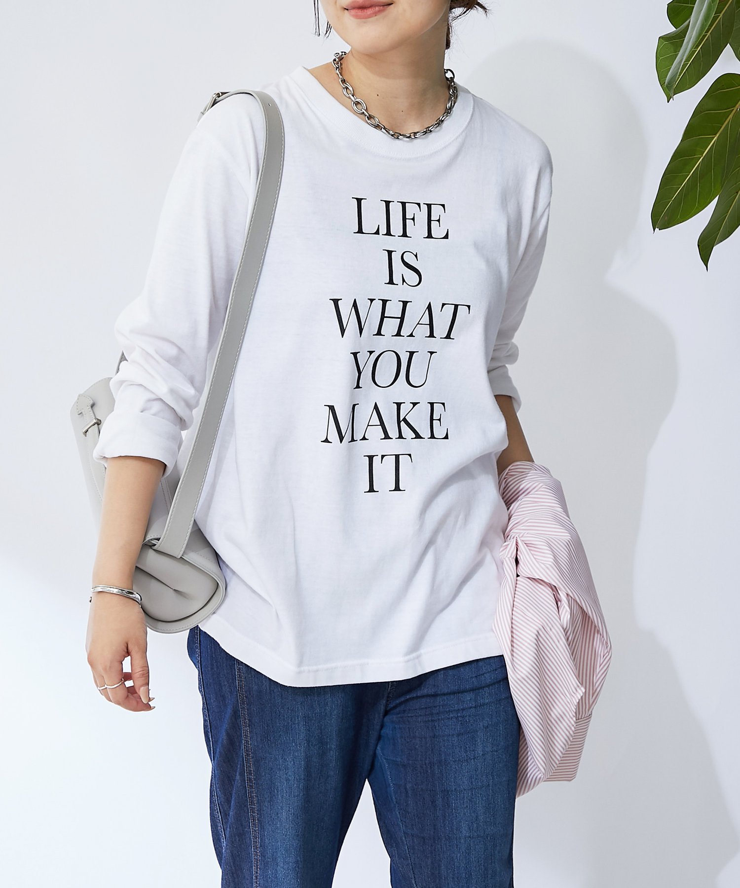 un dix cors 《着回し力抜群》LIFEロゴロンTee アンディコール トップス その他のトップス ホワイト ブラック【送料無料】