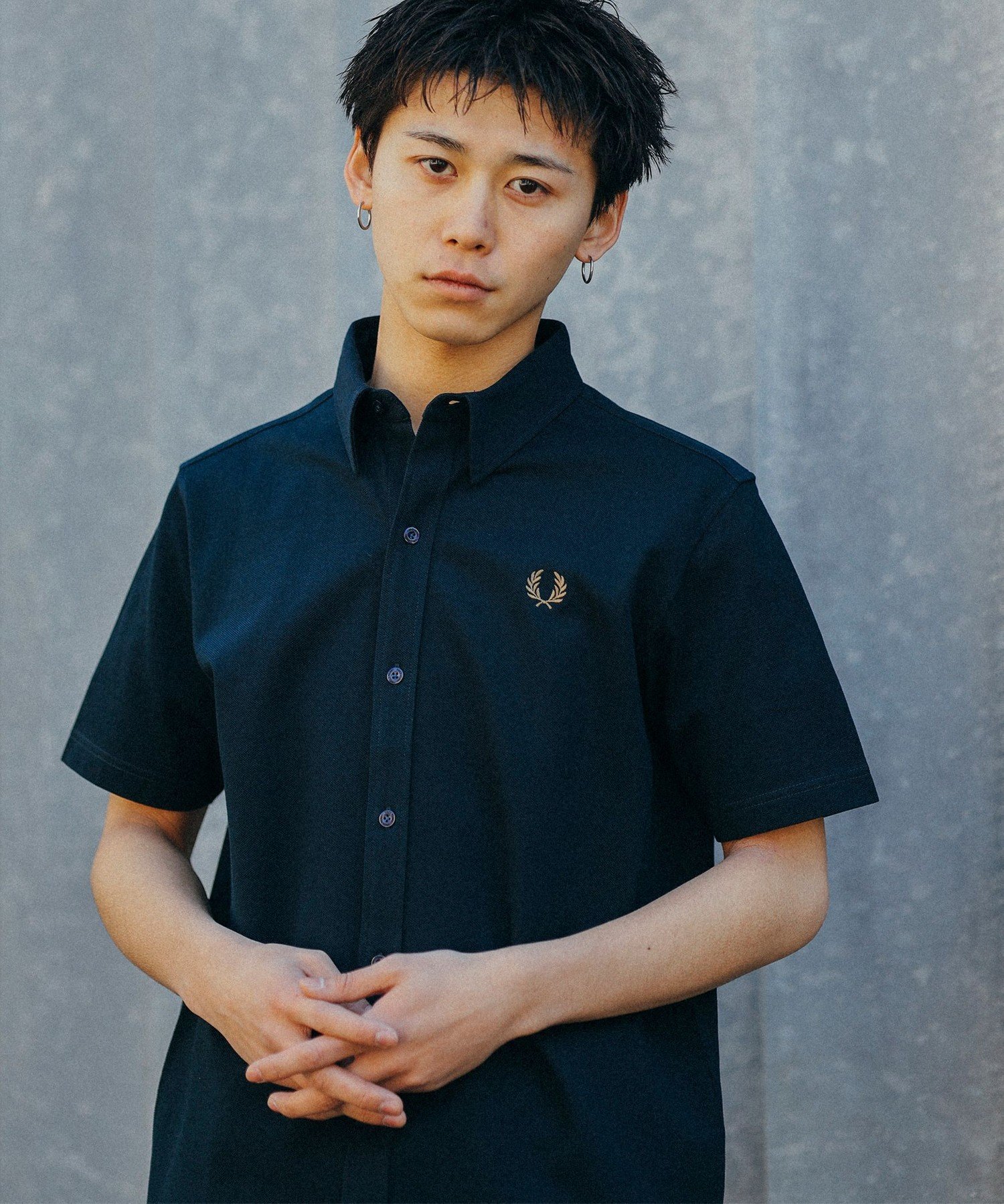 フレッドペリー ジャージ メンズ BEAMS FRED PERRY * BEAMS / 別注 鹿の子ジャージ 半袖シャツ ビームス メン トップス シャツ・ブラウス ネイビー【送料無料】