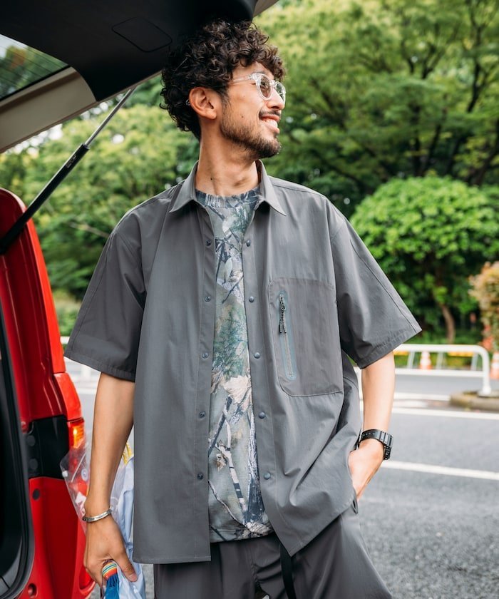 【SALE／10%OFF】+phenix TECH SS-SHIRT フリークスストア トップス シャツ・ブラウス グレー ブラック グリーン【送料無料】のサムネイル