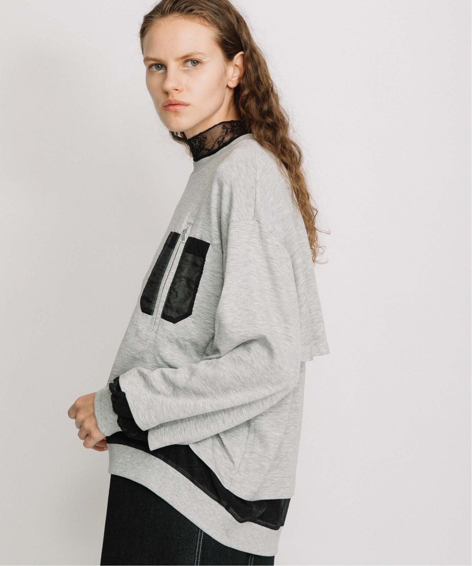 AULA AILA SHEER COMBINATION PULLOVER アウラアイラ トップス スウェット・トレーナー グレー ホワイト【送料無料】のサムネイル