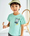 BeBe バックラインチケットワッペン天竺半袖Tシャツ(90~160cm) ベベ オンライン ストア トップス カットソー・Tシャツ ベージュ グリーン【送料無料】