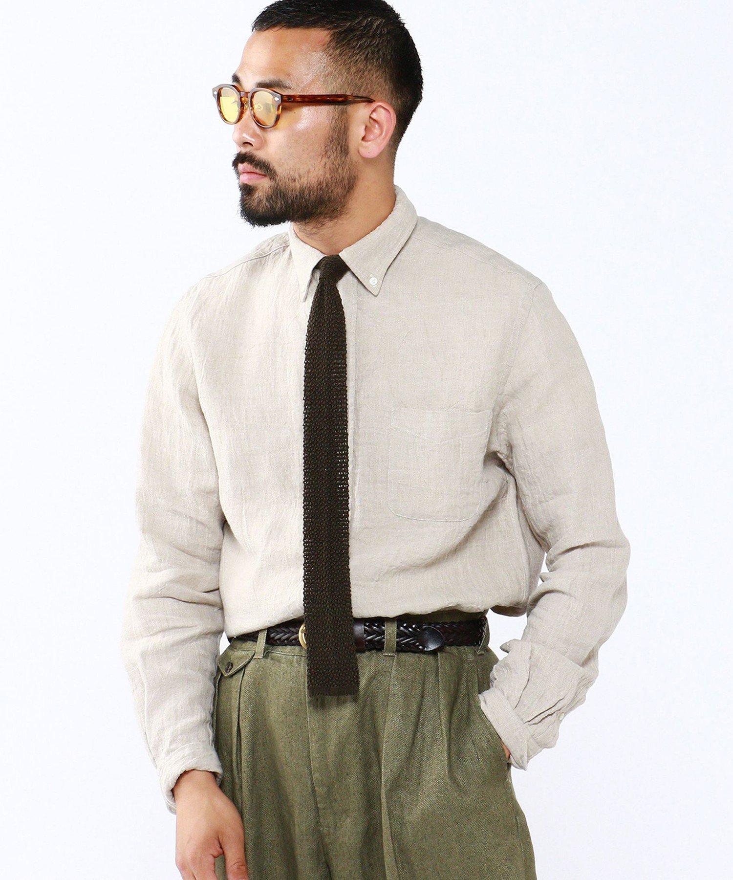 BEAMS PLUS Leather Mesh Belt ビームス メン ファッション雑貨 ベルト ブラック ブラウン【送料無料】