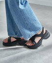 【SALE/27%OFF】MAGASIN DE MODE Chou Chou MAGASIN DE MODE Chou Chou/ボリュームソールクロスストラップサンダル KNF127 セットアップセブン シューズ・靴 サンダル ブラック