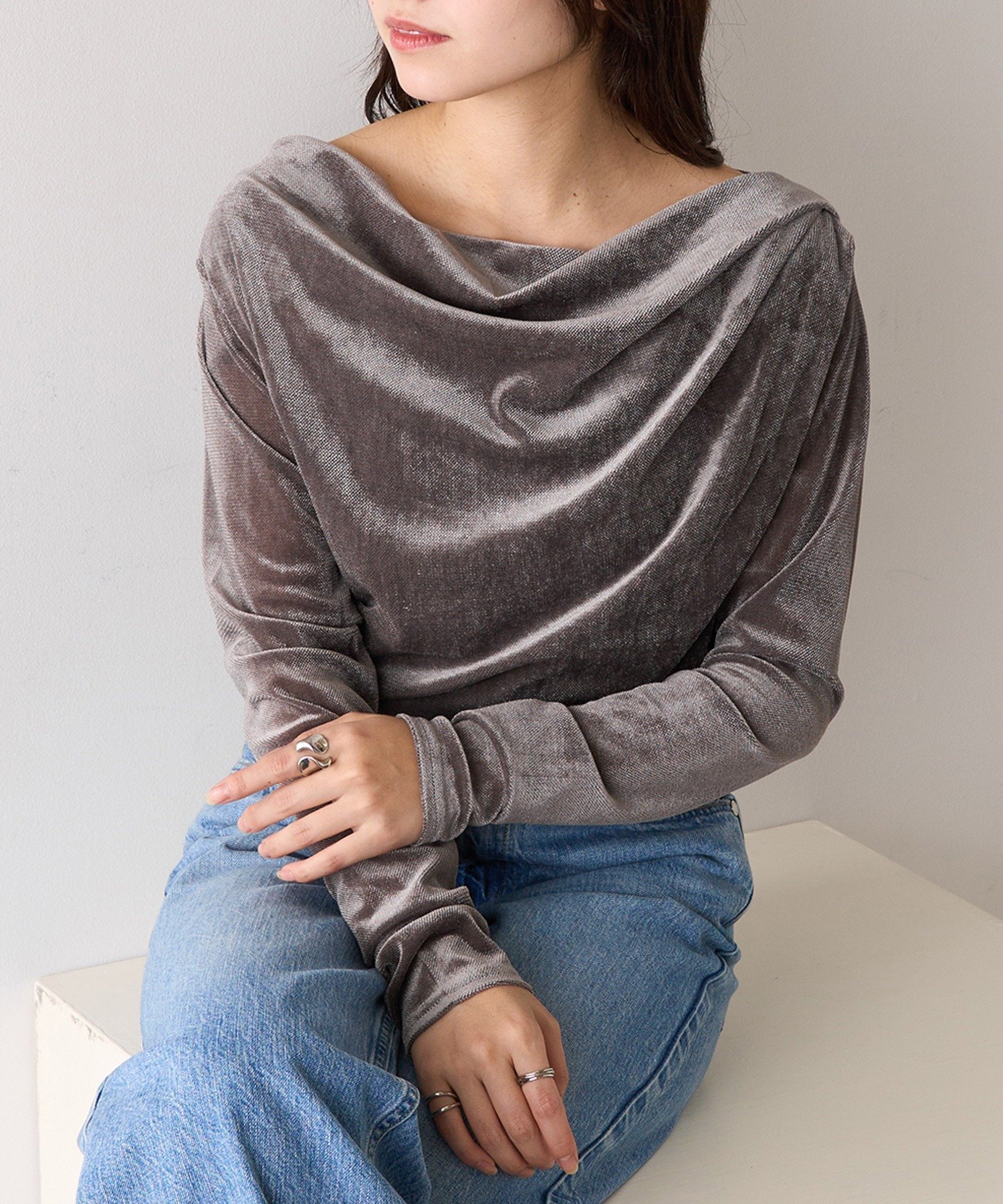 【SALE／45%OFF】MAGASIN DE MODE Chou Chou MAGASIN DE MODE Chou Chou/シアーベロアドレーププルオーバー DTK セットアップセブン トップス スウェット・トレーナー ホワイト グレー ブラウン ブラック stylife-15327192 Rakuten Fashion サンプル画像3