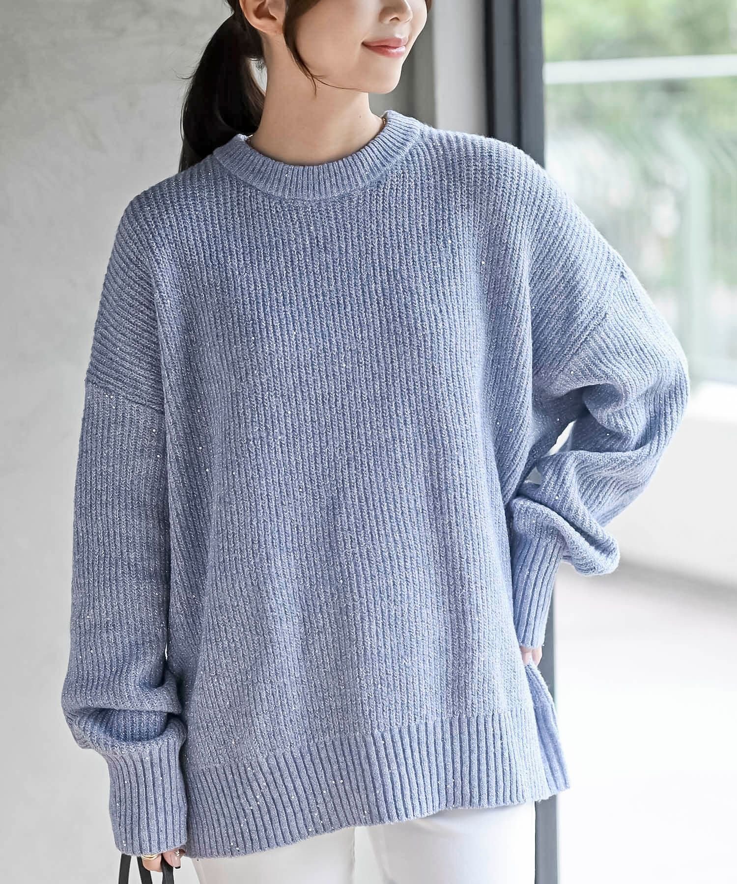 rps ラメスパンコールニットプルオーバー アールピーエス トップス ニット グレー ブラウン ブルー ホ..