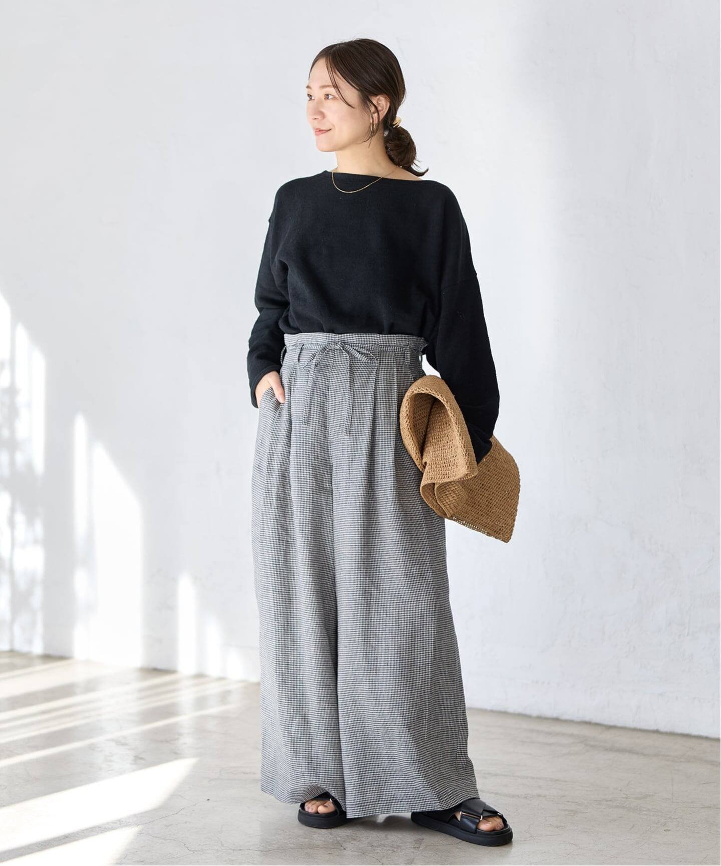 JOURNAL STANDARD ゼフィールリネンベルテッドギャザーパンツ ジャーナル スタンダード パンツ その他のパンツ ブラウン ブラック
