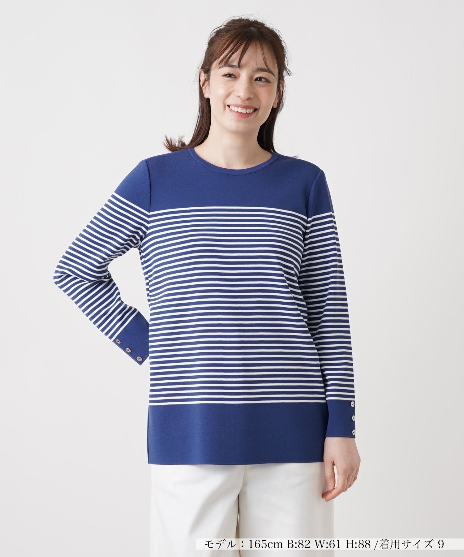 【SALE／51%OFF】Leilian マリンボーダーニット レリアン トップス ニット ブルー ブラック【送料無料】