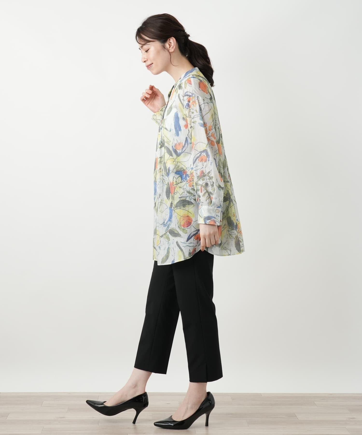 Leilian プリントブラウス【MUSE BY ROCHAS Premiere】 レリアン トップス シャツ・ブラウス グリーン