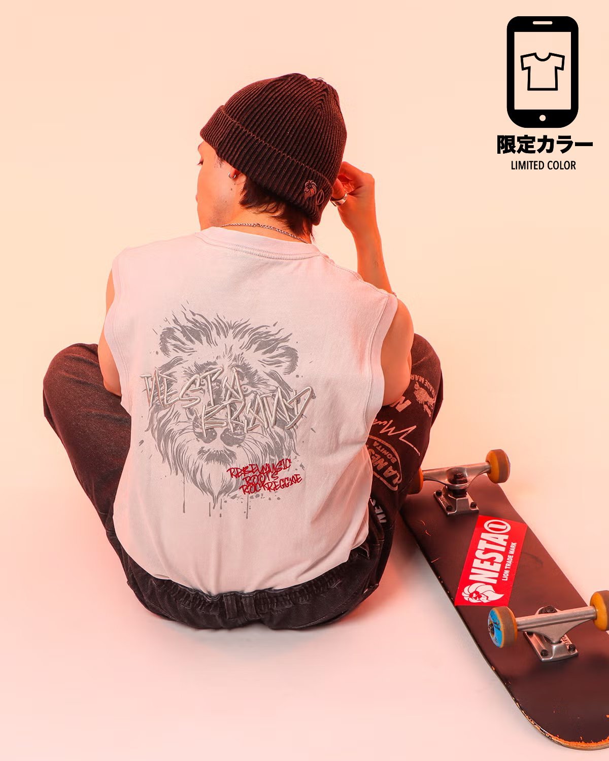 【NESTA BRAND ネスタブランド】 ライオン アメリカンスリーブ T ガッチャ トップス カットソー・Tシャツ ブラック グレー