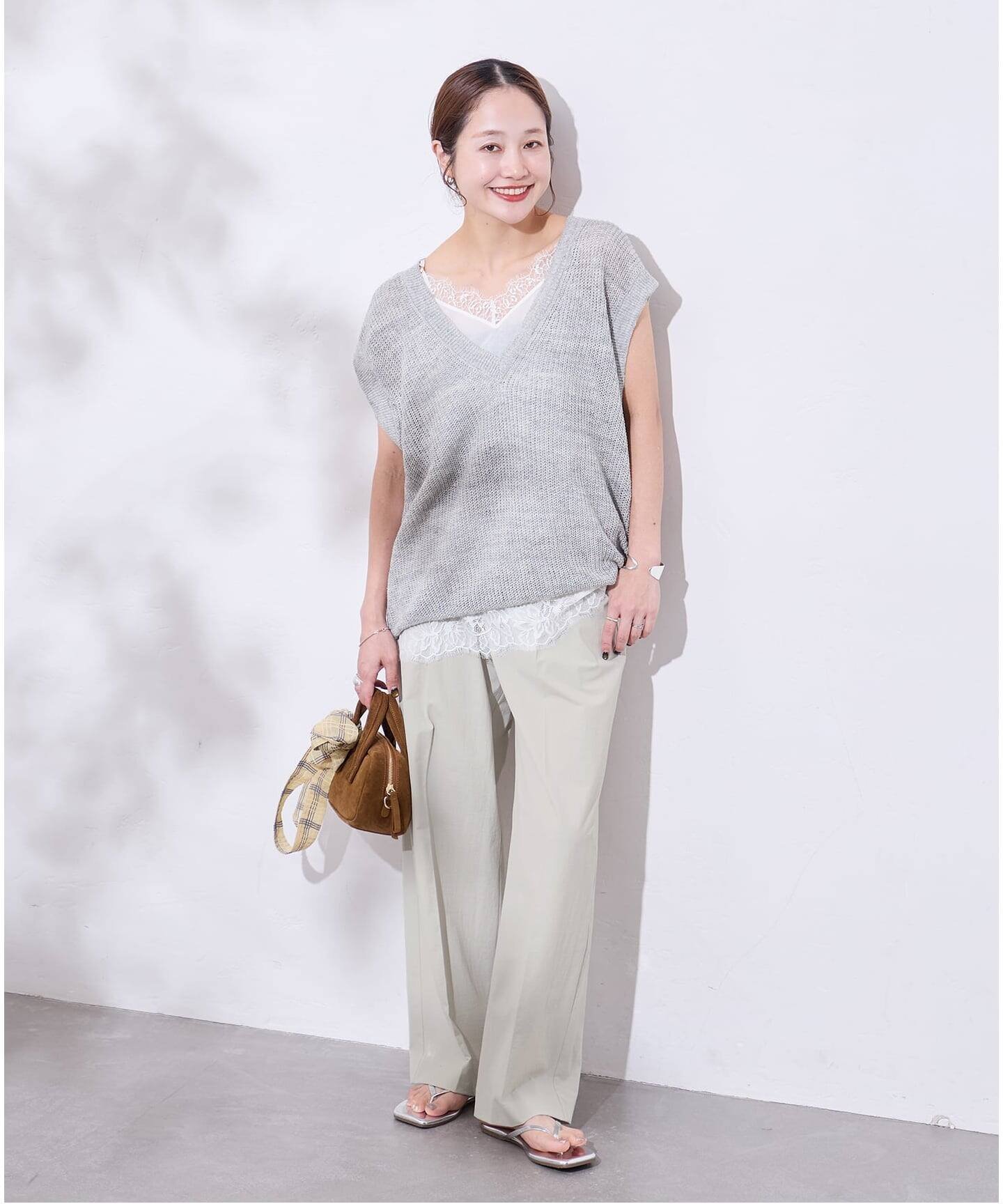 JOURNAL STANDARD 《追加4》【撥水/接触冷感/洗える/UV】リネンナイロンストレッチスラックス ジャーナル スタンダード パンツ スラックス・ドレスパンツ ネイビー グレー