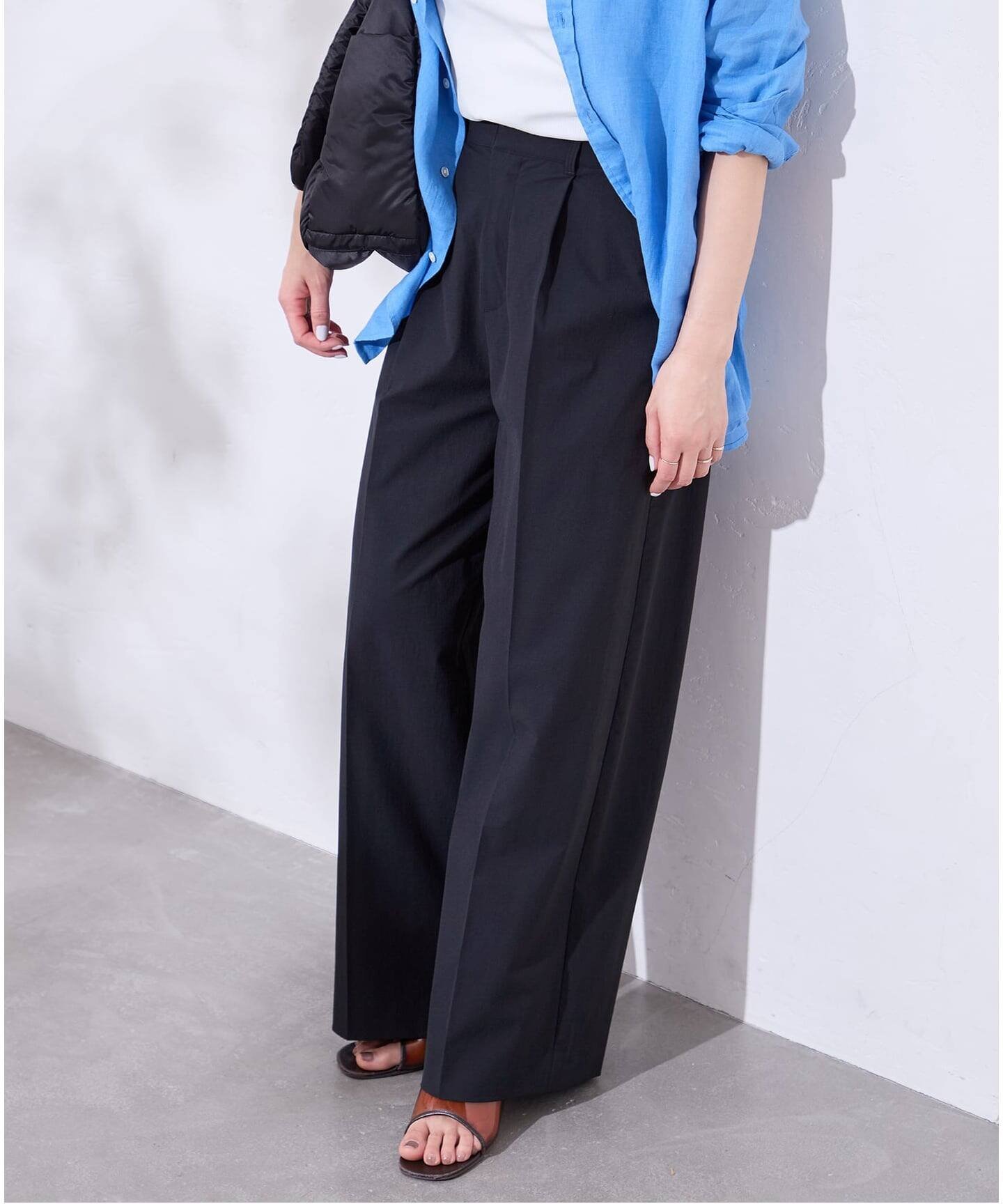 JOURNAL STANDARD 《追加4》【撥水/接触冷感/洗える/UV】リネンナイロンストレッチスラックス ジャーナル スタンダード パンツ スラックス・ドレスパンツ ネイビー グレー