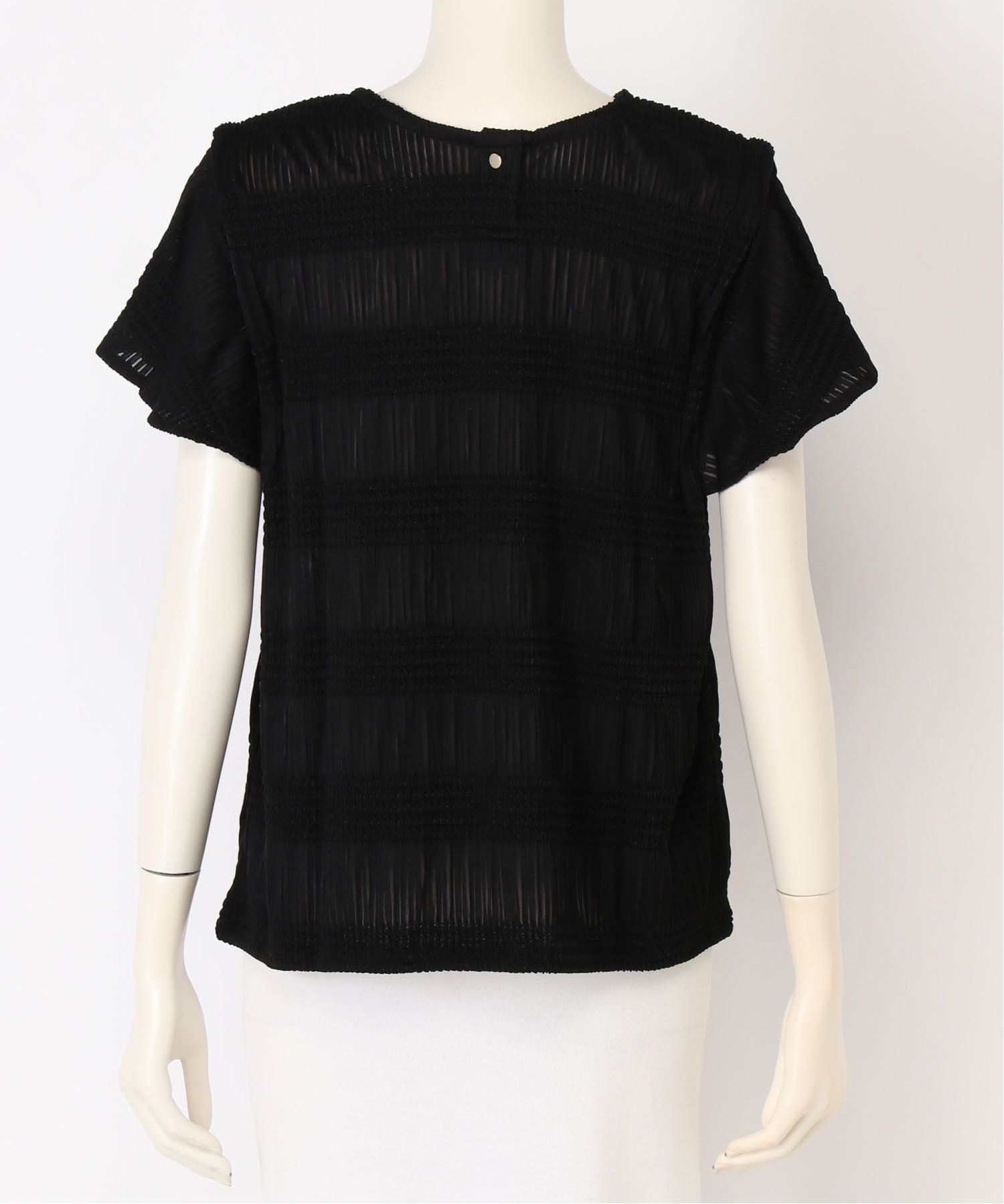relaclo select relaclo select/(W)シアーシャーリングプリーツフリル袖トップス リラクロ トップス カットソー・Tシャツ ブラック
