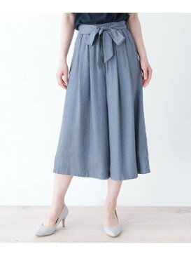 【SALE／30%OFF】SOUP 【大きいサイズあり・13号・15号】リボンベルトフレアワイドパンツ スープ パンツ/ジーンズ クロップド/半端丈パンツ ブラウン ブルー ネイビー【送料無料】