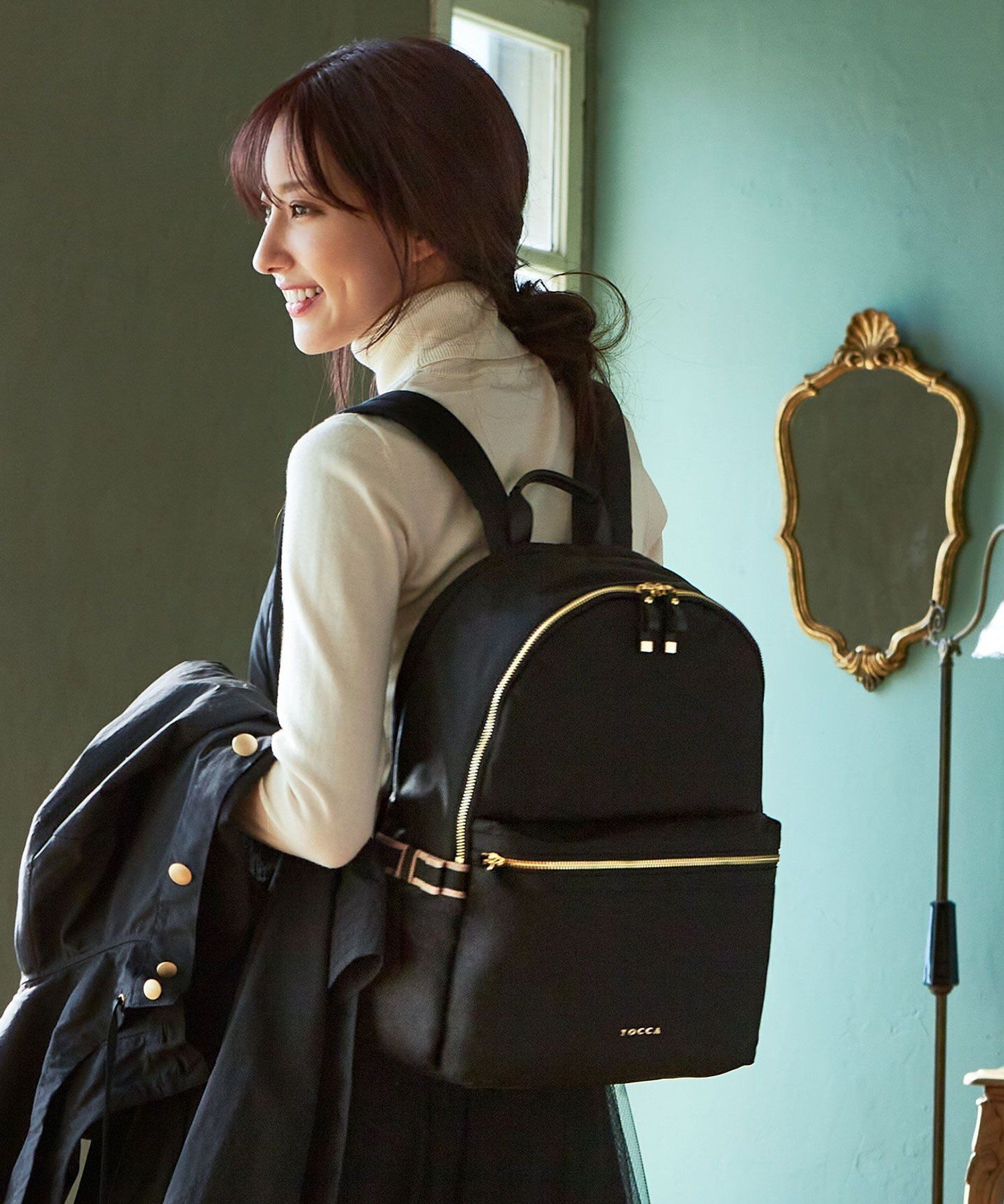 TOCCA SIDE RIBBON BACKPACK リュックサック トッカ バッグ リュック・バックパック ベージュ ブラック ネイビー