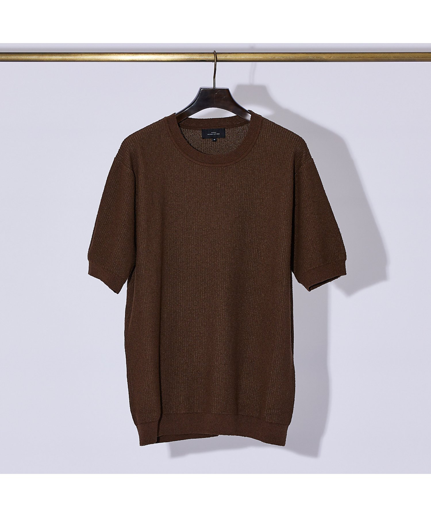 【SALE／20%OFF】ABAHOUSE LASTWORD 【2024新色】針抜きプレーティング ニットTシャツ アバハウス トップス カットソー・Tシャツ ブラウン ホワイト ネイビー【送料無料】