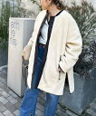 【SALE/10%OFF】NOLLEY'S ◇【WEB限定】【TAION/タイオン】ノーカラーボアコート(リバーシブル) 24AW ノーリーズ ジャケット・アウ...