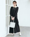 【SALE/10%OFF】IKKA LOUNGE GOKU楽 長袖フレアセット イッカ ワンピース・ドレス ワンピース ブルー ブラック【送料無料】