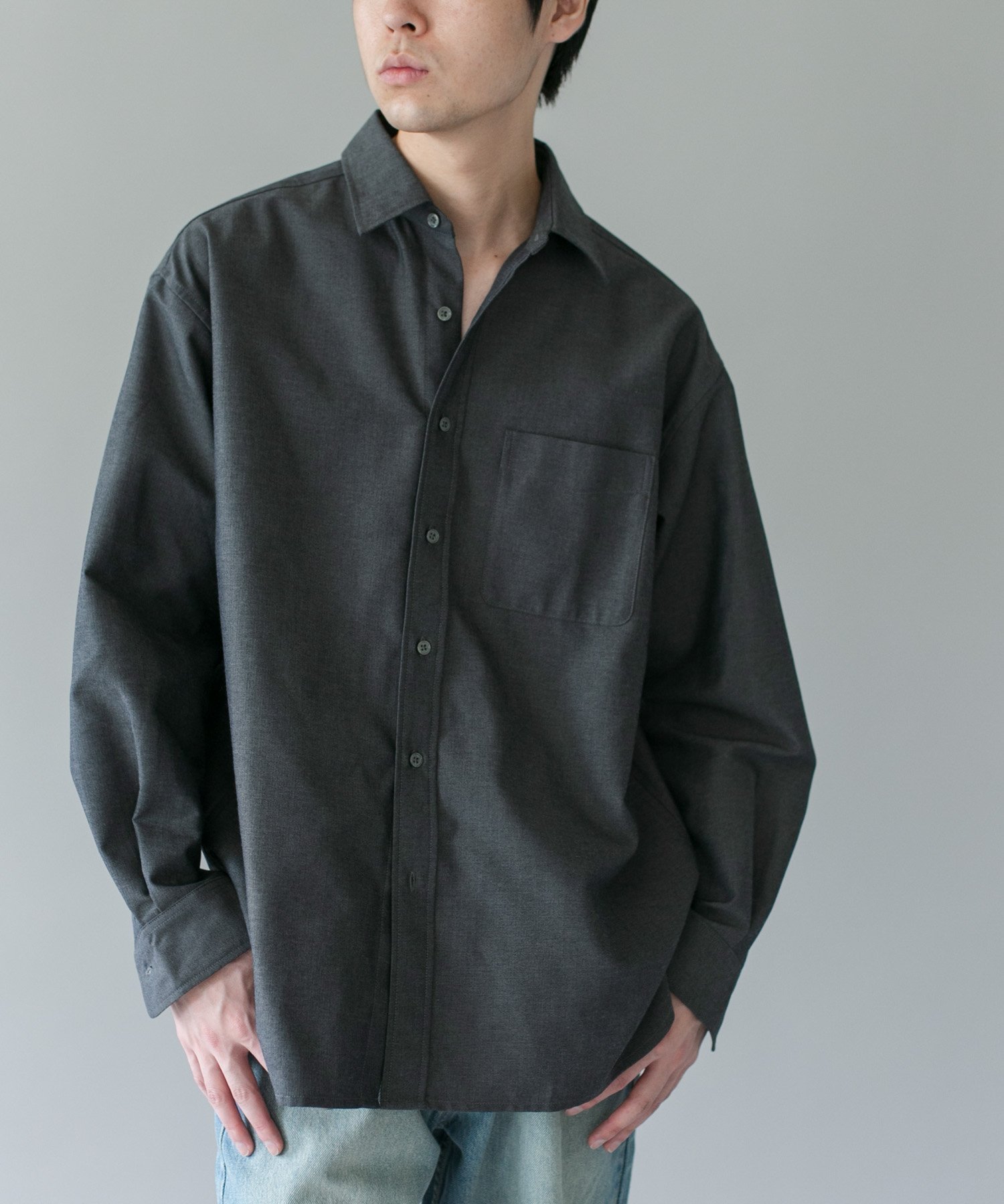 URBAN RESEARCH DOORS DRYMIX オックス ロングスリーブ シャツ アーバンリサーチドアーズ トップス シャツ・ブラウス ホワイト グレー【送料無料】