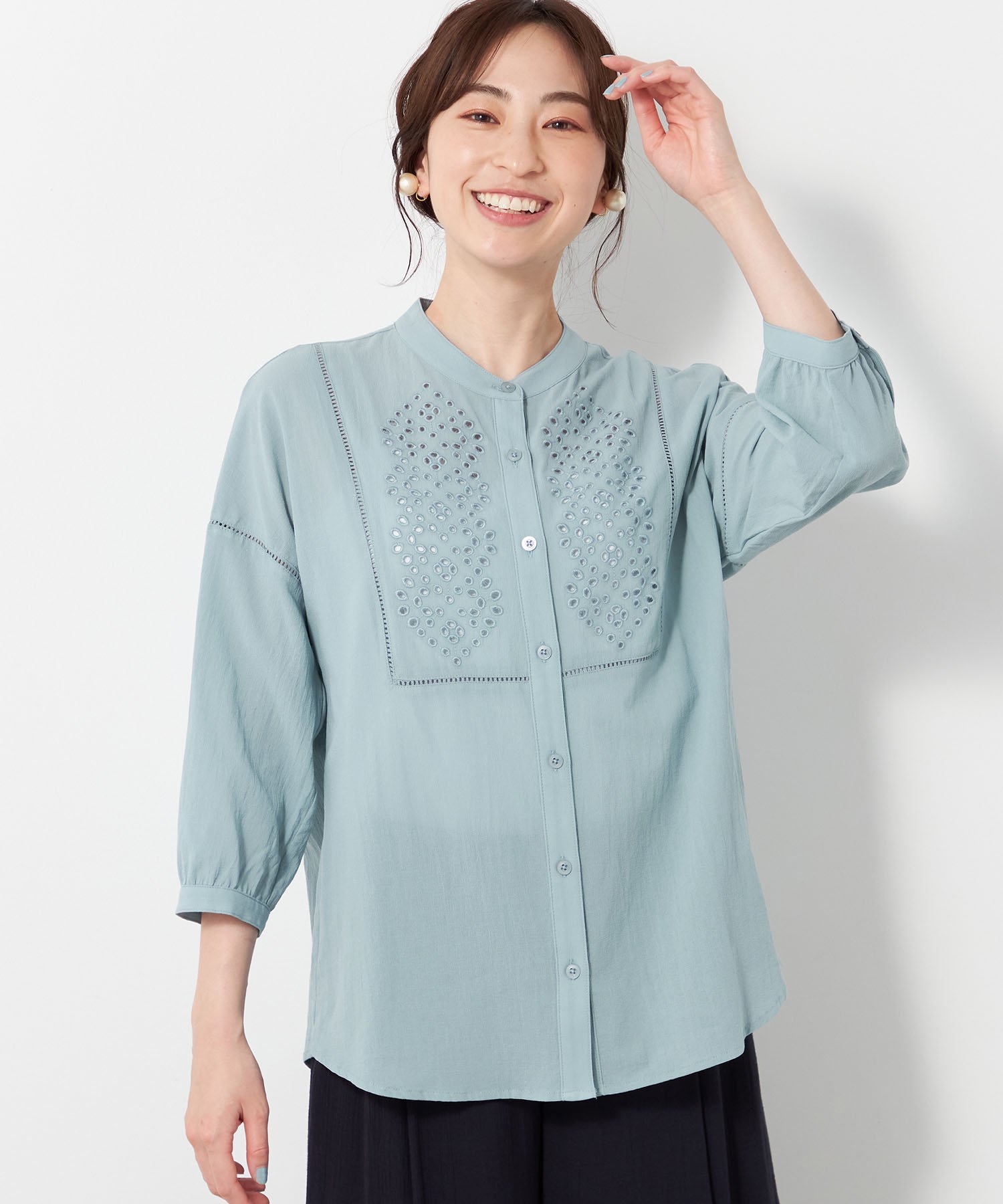 【SALE／40%OFF】DECOY SINCE 1981 ジョーゼットブラウス デコイシンス1981 トップス シャツ・ブラウス ブルー オレンジ ブラックのサムネイル