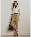 LAUREN RALPH LAUREN プリーテッド リネンブレンド ツイル ショートパンツ ラルフローレン パンツ その他のパンツ ブラウン【送料無料】