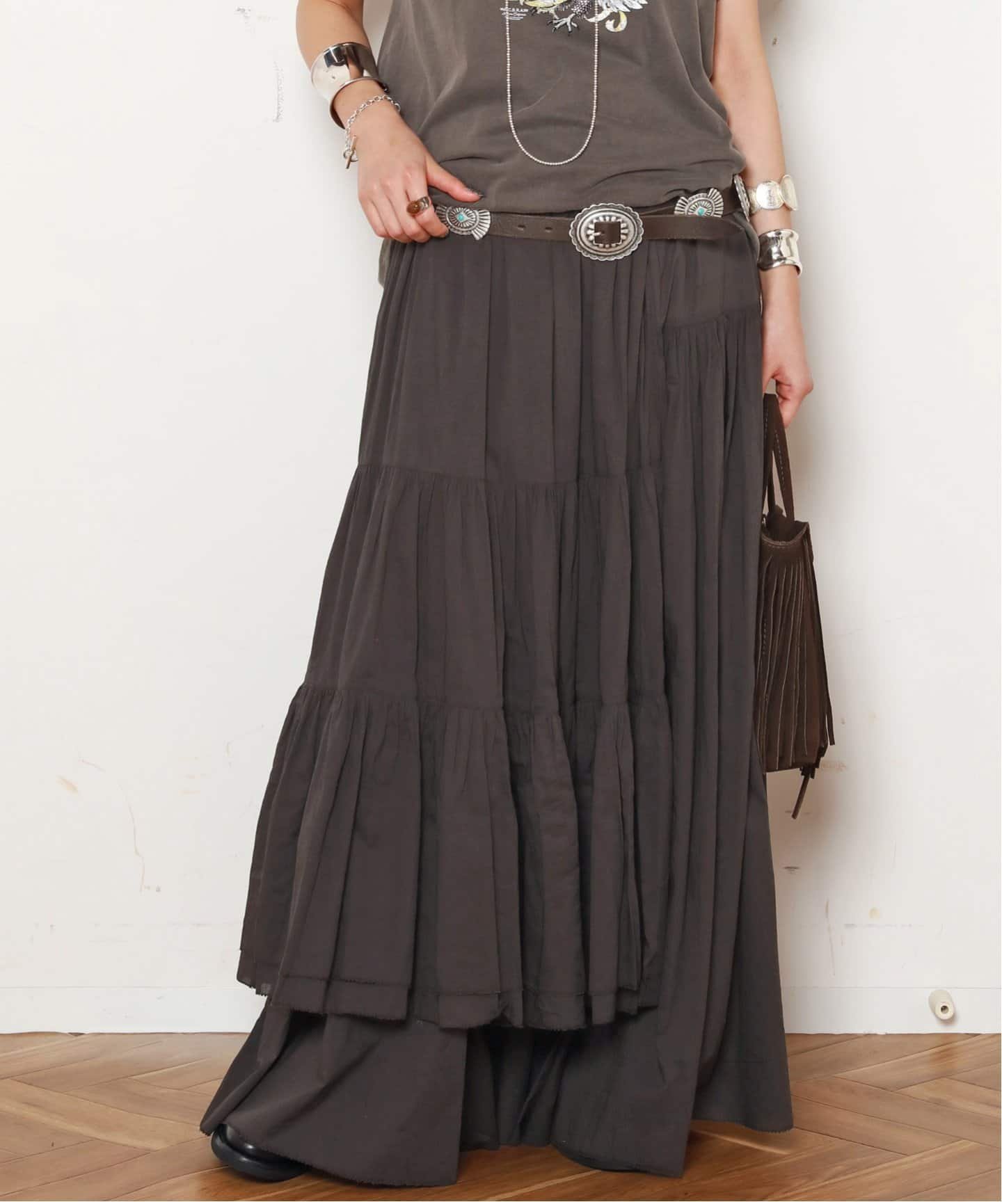 AP STUDIO *Dramatic Wrap Skirt エーピーストゥディオ スカート ロング・マキシスカート ブラウン ブラック【送料無料】のサムネイル