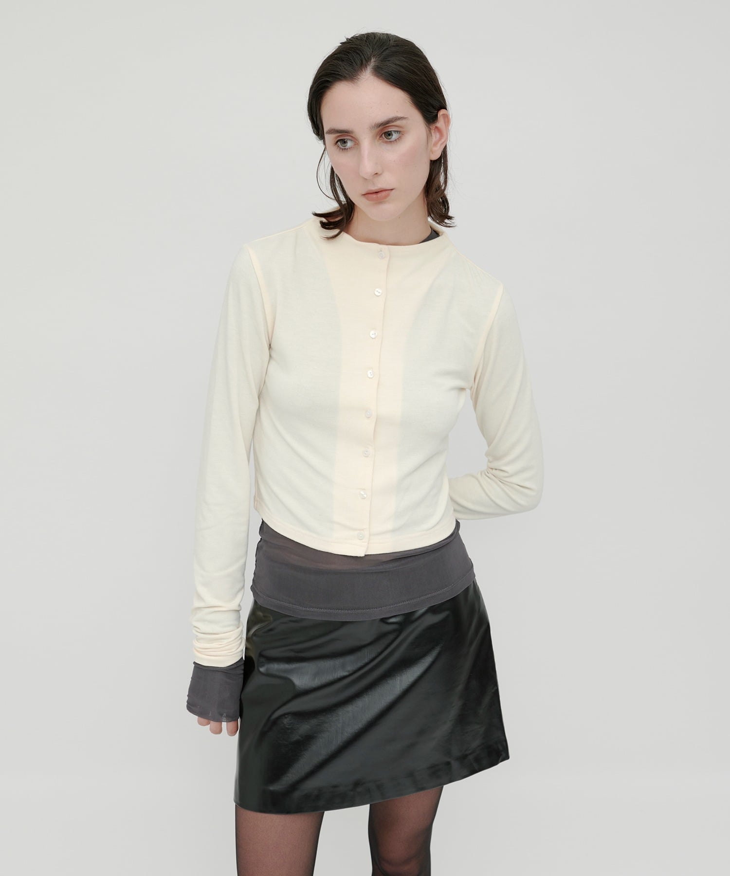 kiehtova kiehtova/LEATHER MINI SKIRT/レザー ミニ スカート KTWR50 セットアップセブン スカート ミディアムスカート ブラック