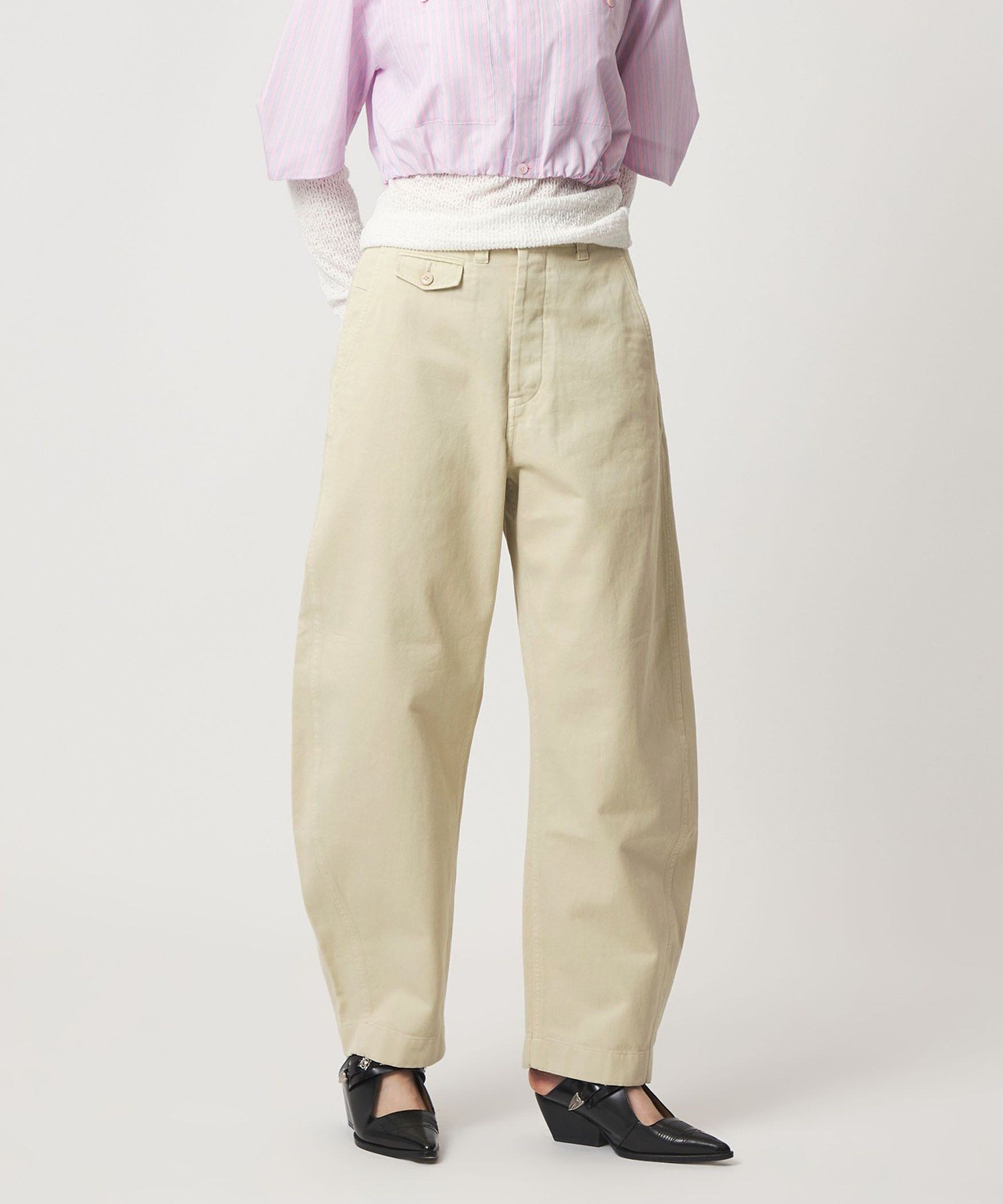 ＜ASTRAET＞コットン チノ バレルパンツ ユナイテッドアローズ パンツ チノパンツ ベージュ ホワイト