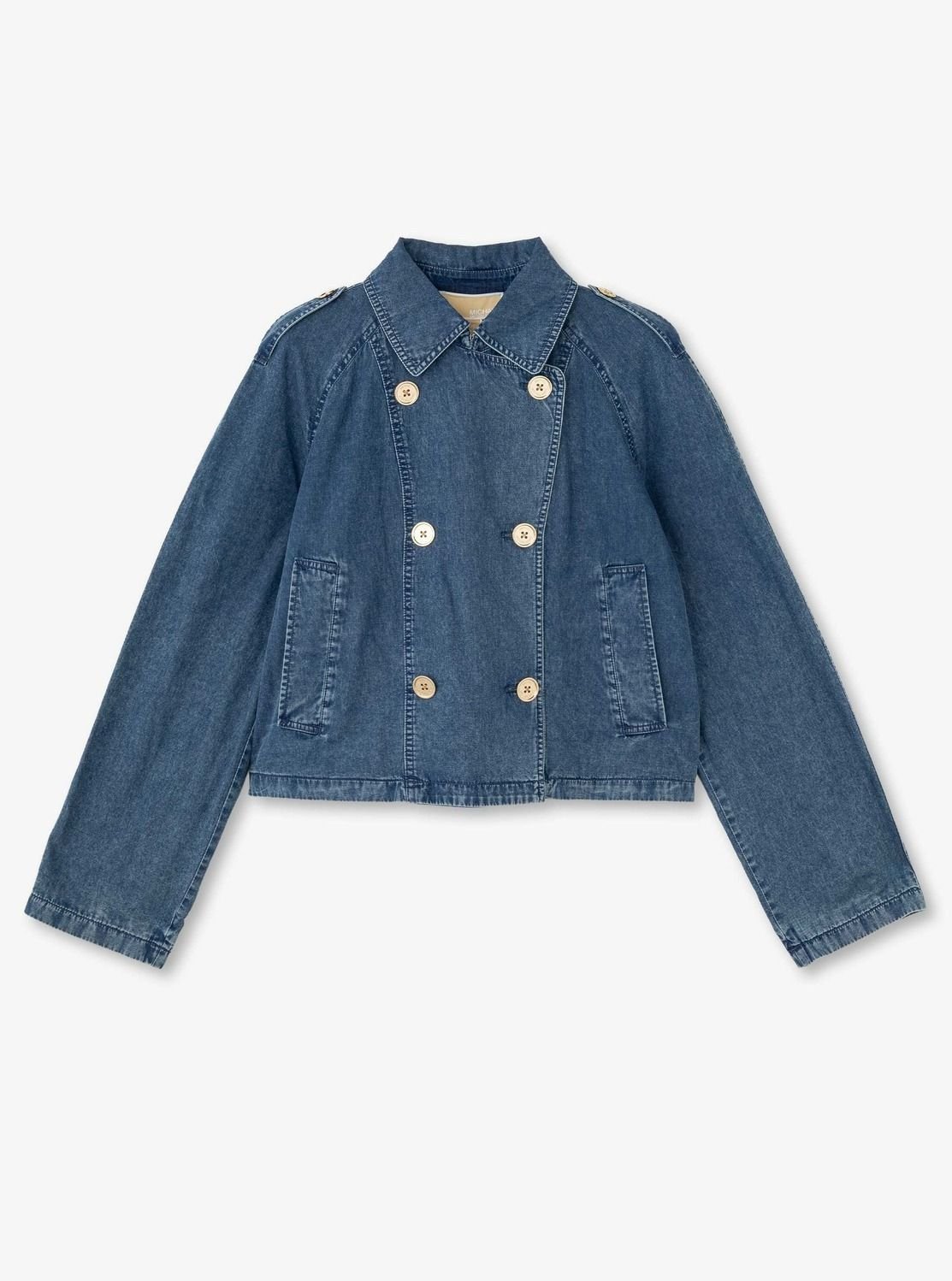 【SALE／83%OFF】MICHAEL KORS シャンブレー クロップ トレンチコート マイケルコース マイケル・コース ジャケット・アウター トレンチコート ブルー【送料無料】