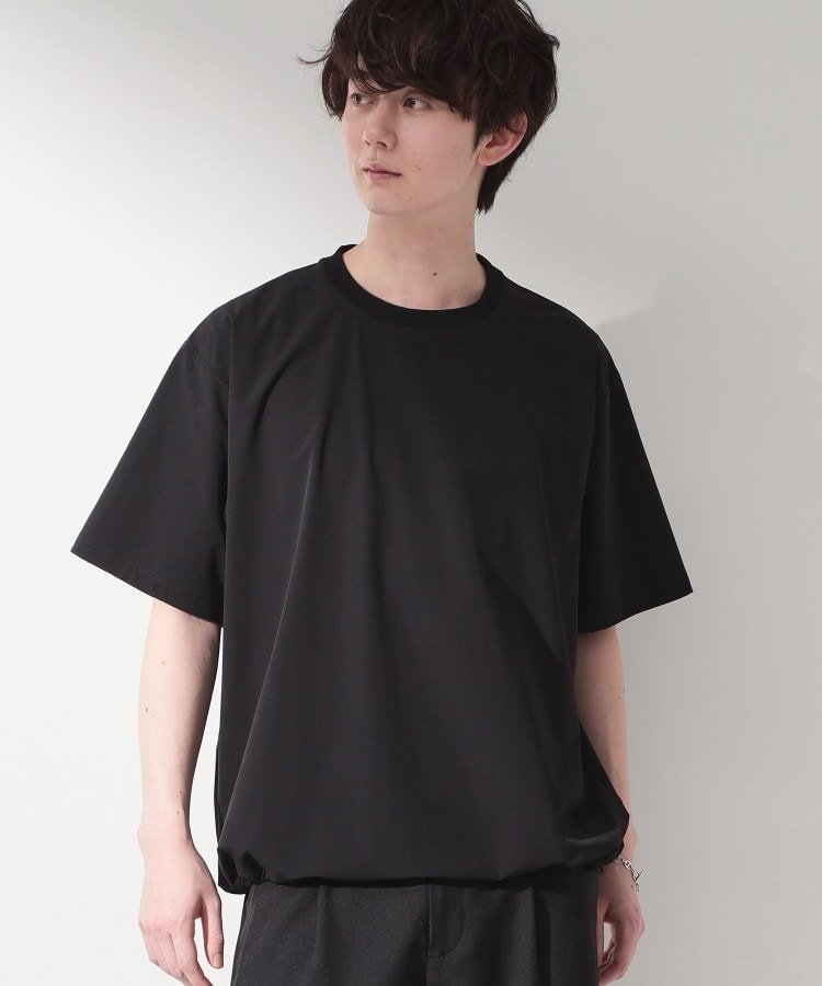 THE SHOP TK 【KURO】 ポリバレント ドローコード付き 半袖Tシャツ 接触冷感/UVカット/洗濯機OK ザ ショップ ティーケー トップス カットソー・Tシャツ ブラック