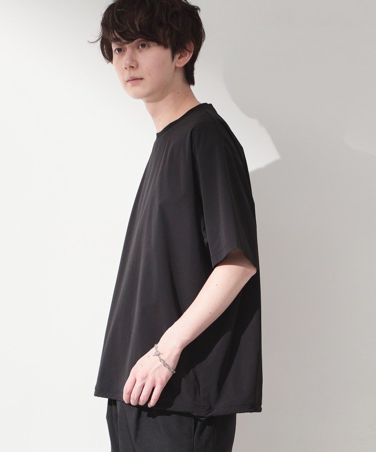 THE SHOP TK 【KURO】 ポリバレント ドローコード付き 半袖Tシャツ 接触冷感/UVカット/洗濯機OK ザ ショップ ティーケー トップス カットソー・Tシャツ ブラック