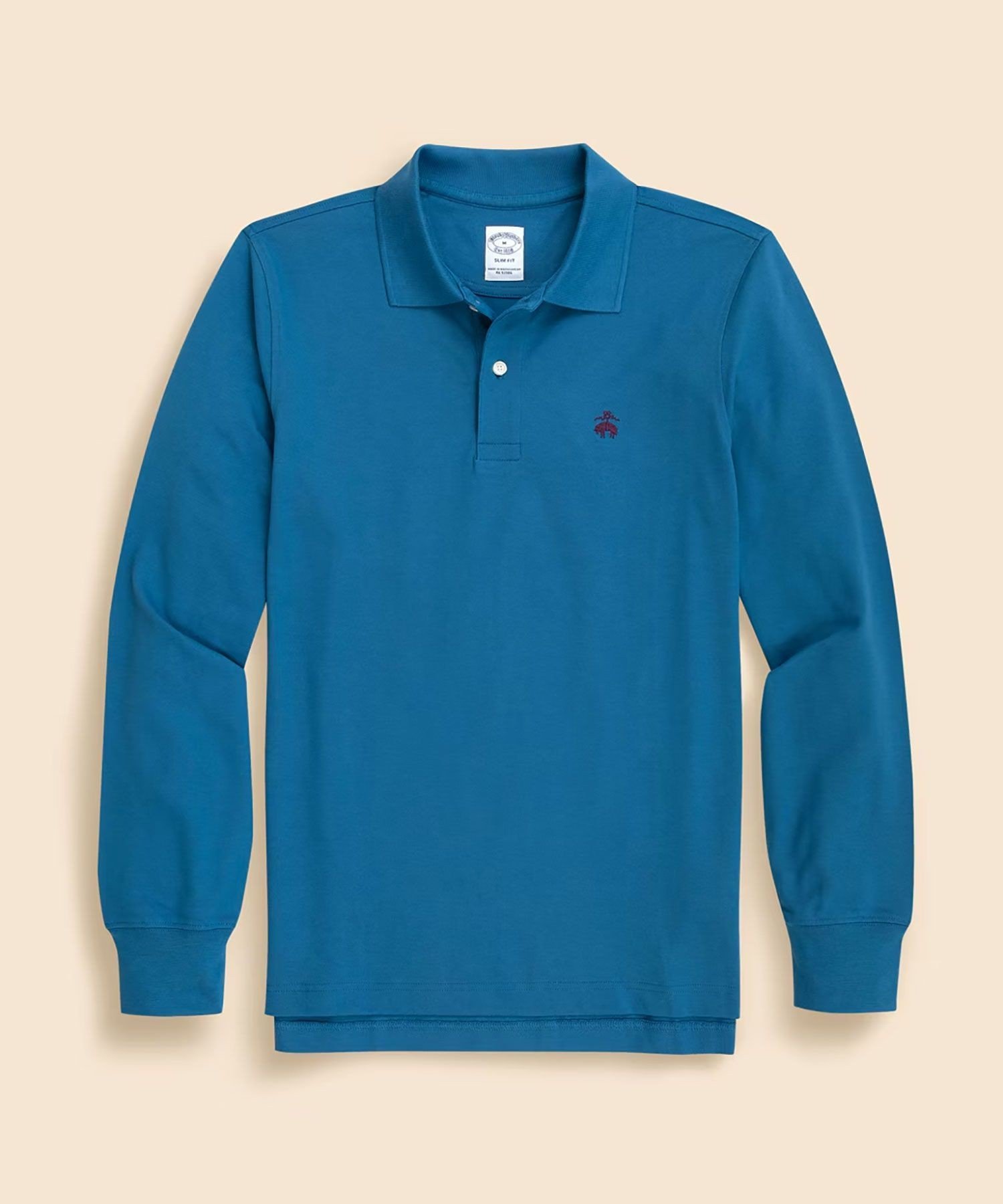 BROOKS BROTHERS GF スーピマコットン ストレッチピケ ロングスリーブポロシャツ ブルックス ブラザーズ トップス ポロシャツ ブルー【送料無料】