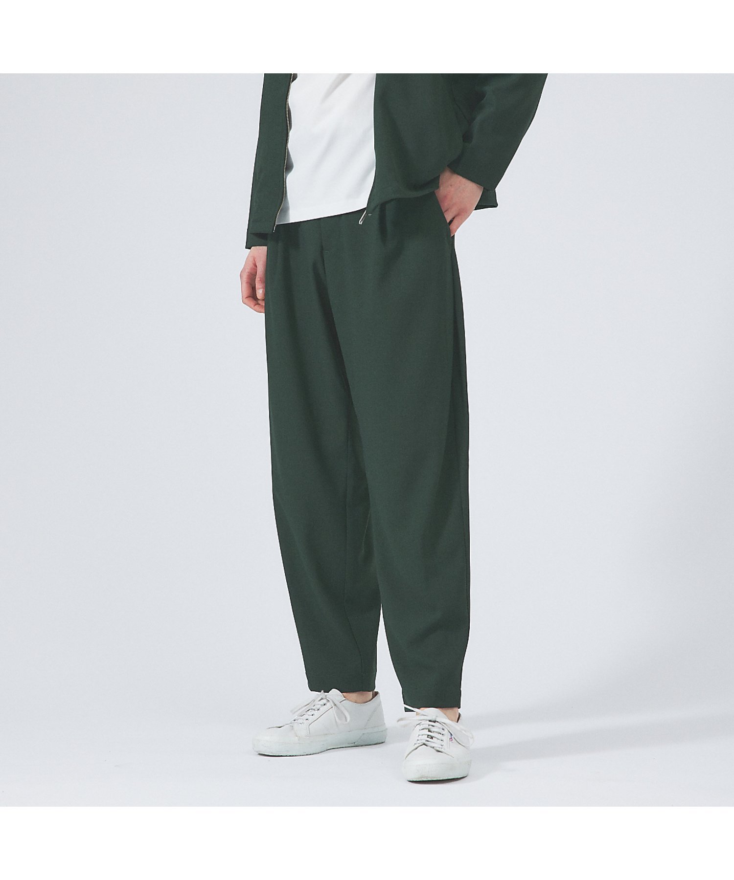 【セットアップ対応】サイドタック ストレッチ ワイドパンツ アバハウス パンツ チノパンツ グリーン ブルー ブラック グレー