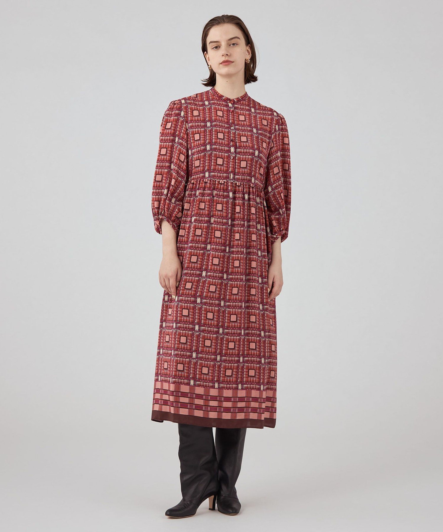 【SALE／50%OFF】Ballsey Iris パフスリーブワンピース トゥモローランド ワンピース・ドレス ワンピース レッド ブラック【送料無料】