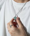 WEGO MEN'S M変型ストーンネックレス ウィゴー アクセサリー・腕時計 ネックレス ブラック レッド グリーン(4)