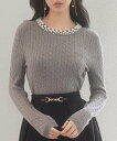 【SALE/25%OFF】SAISON DE PAPILLON パールネックケーブル編みニットプルーオーバー セゾン・ド・パピヨン トップス ニット ピンク グ...