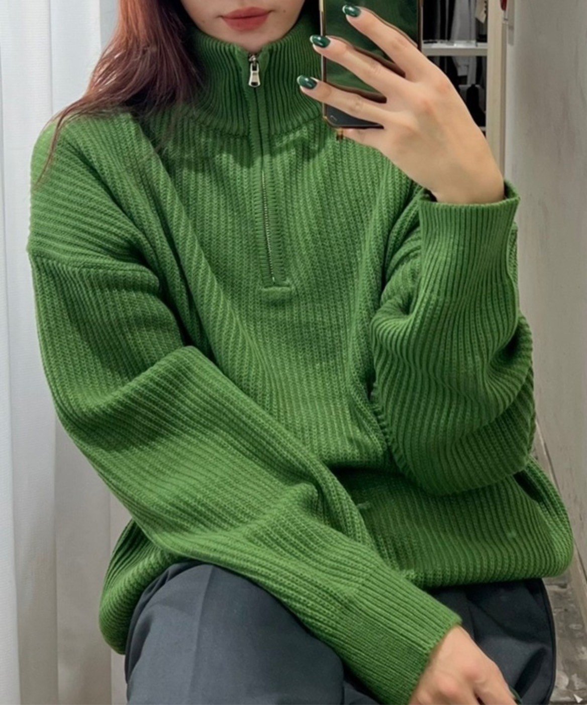 Chikashitsu + 【Chikashitsu +】half zip high neck knit ネバーマインドザエックスユー／チカシツプ..