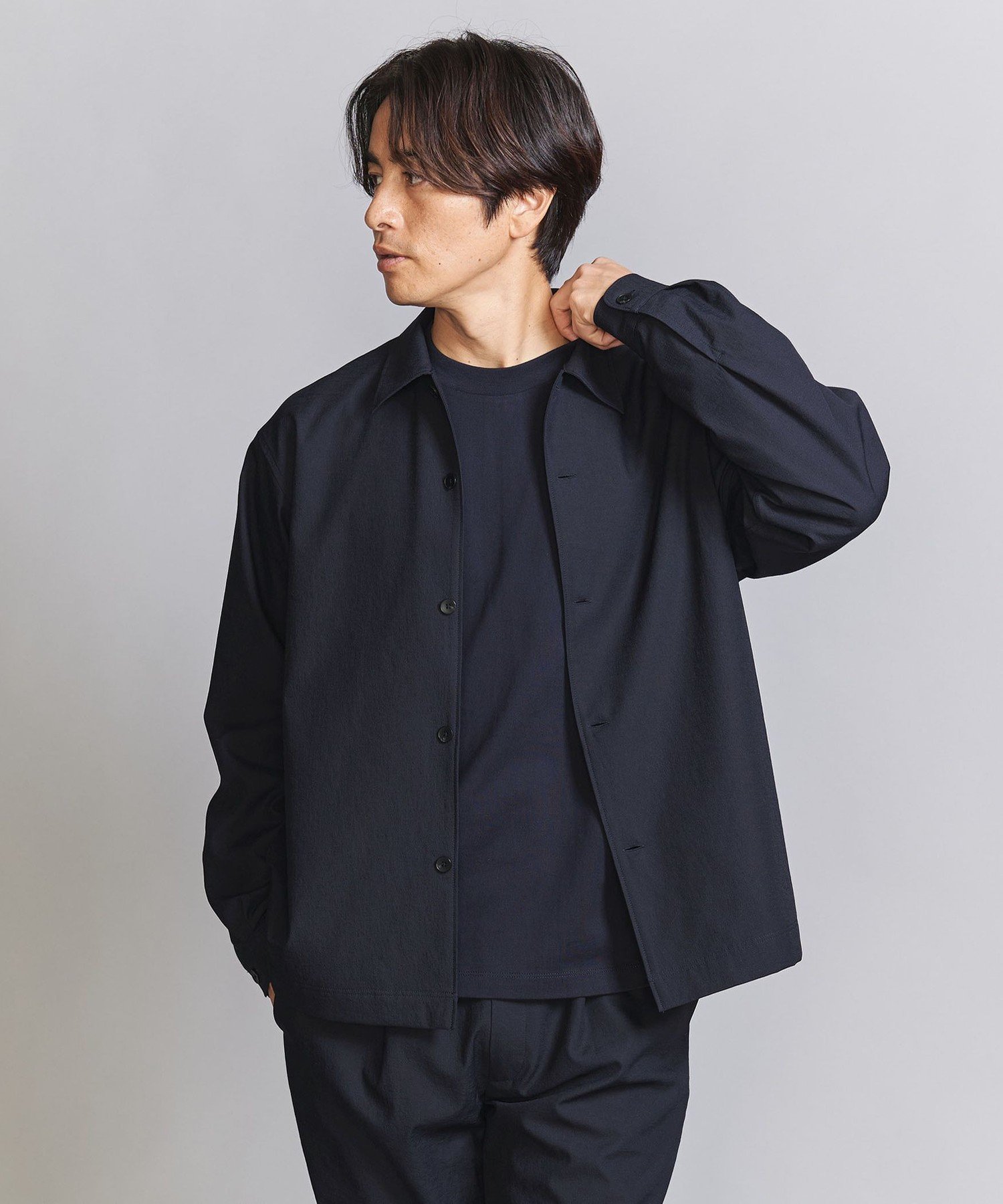 BEAUTY&YOUTH UNITED ARROWS KOMATSU PACK オーバー フォルム キャンプカラー シャツ -セットアップ対応 撥水機能- ビューティー&ユース ユナイテッドアローズ トップス シャツ・ブラウス グレー ネイビー ベージュ【送料無料】