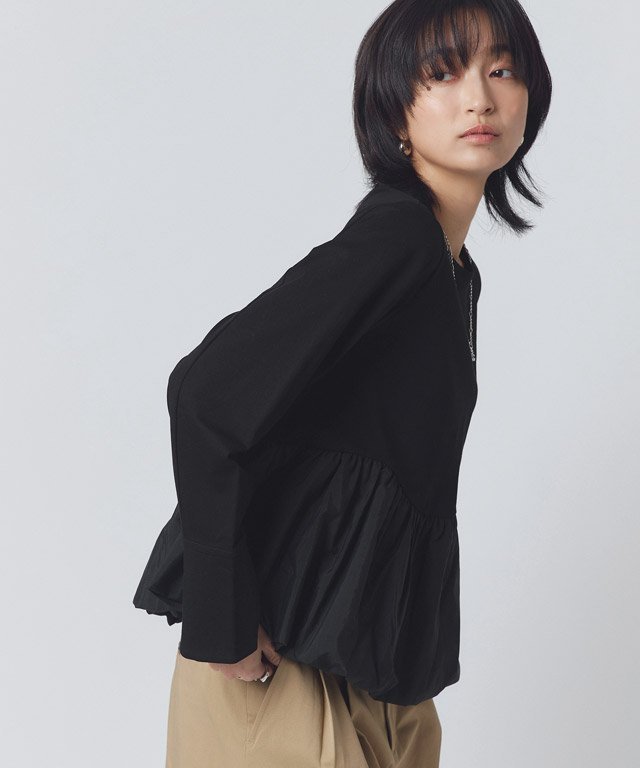Pierrot [RASW]バルーン切り替えカットソー ピエロ トップス カットソー・Tシャツ ブラック ホワイト