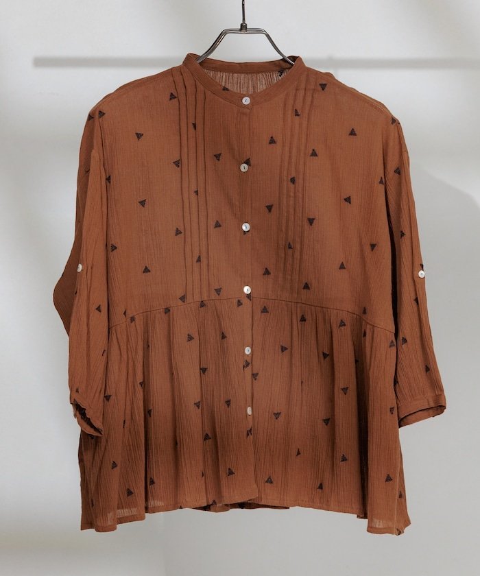 インド 幾何学 刺繍ブラウス＜セットアップ対応＞ 25SS フリークスストア トップス シャツ・ブラウス ブラック ブラウン ホワイト