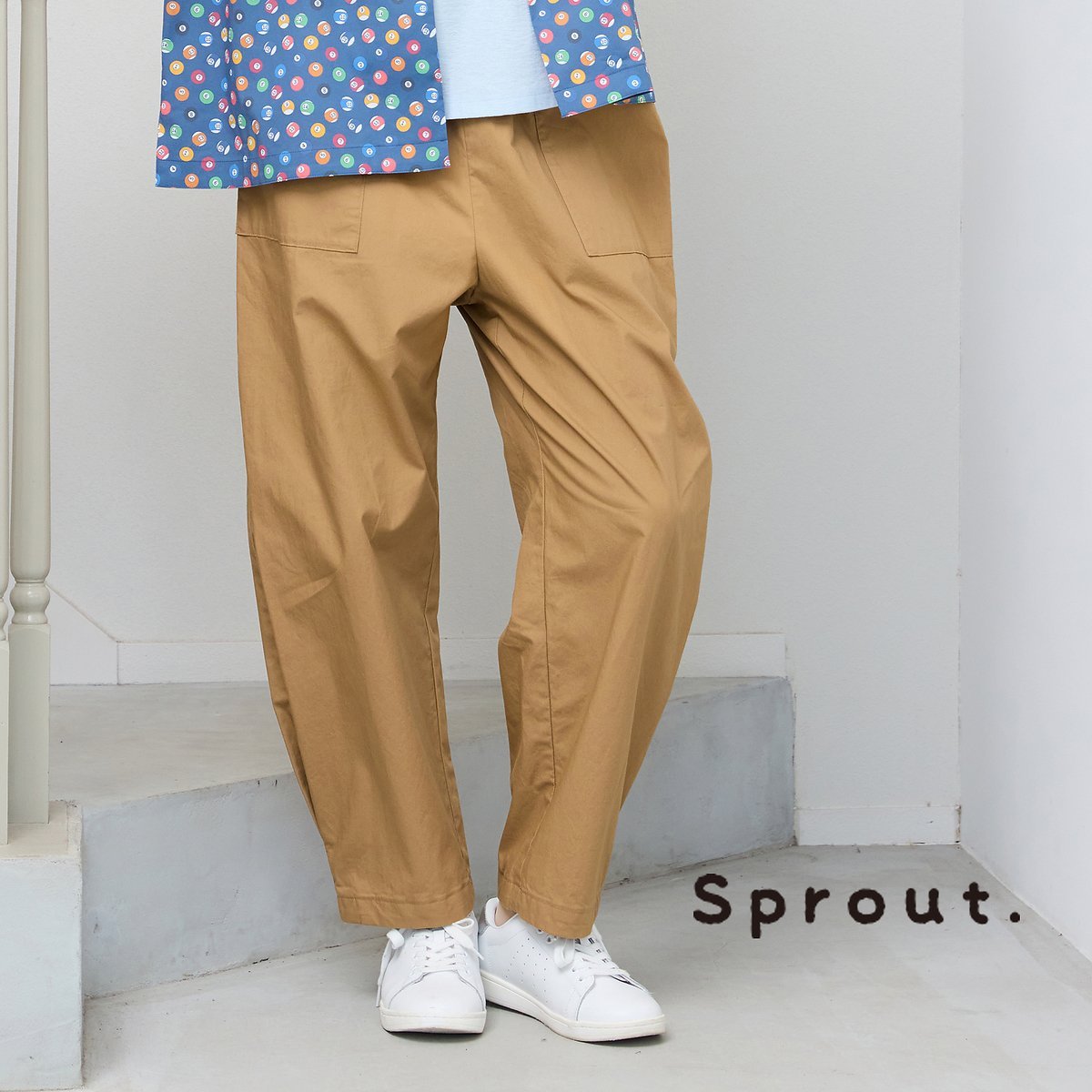 Liliane Burty 【Sprout./L~4L】オールゴム裾タックパンツ リリアンビューティ パンツ チノパンツ ネイビー ベージュ【送料無料】