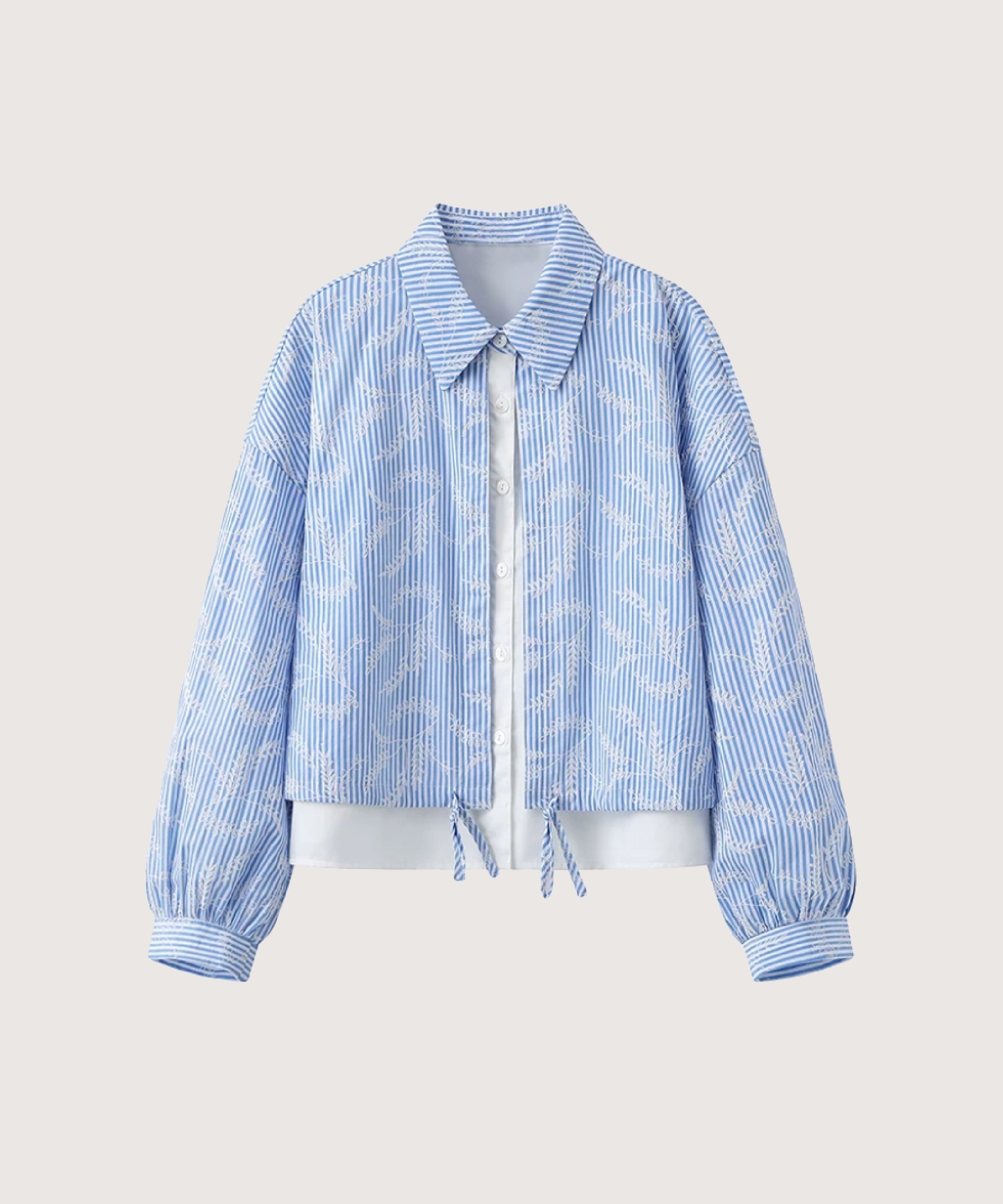 LA POMME petit Fake Two Stripe Shirt Jacket ラポミ・プチ トップス シャツ・ブラウス ブルー