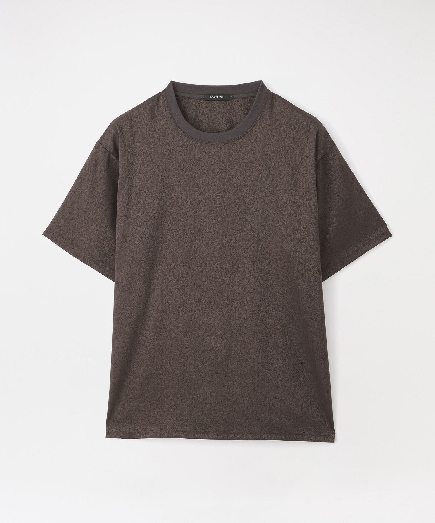 LOVELESS サテンジャガードTシャツ ラブレス トップス カットソー・Tシャツ ネイビー ブラウン ブラック ホワイト
