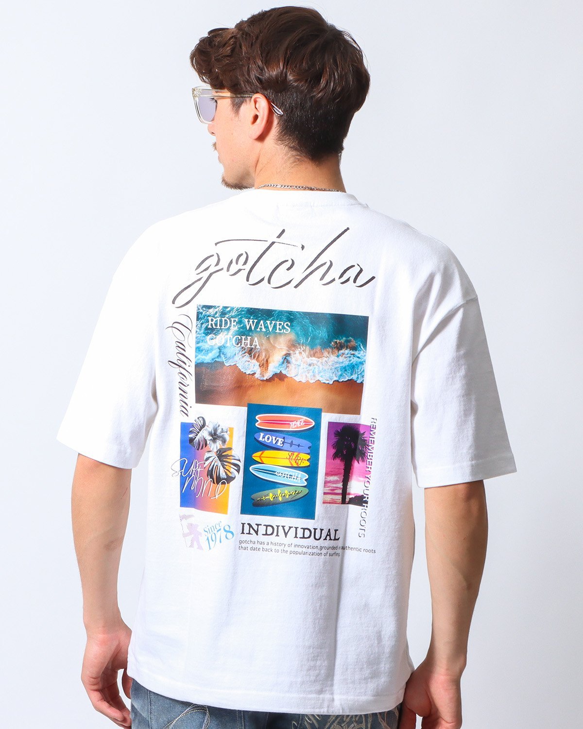 【GOTCHA ガッチャ】 ドローコード フォトコラージュ T ガッチャ トップス カットソー・Tシャツ ブラック ホワイト